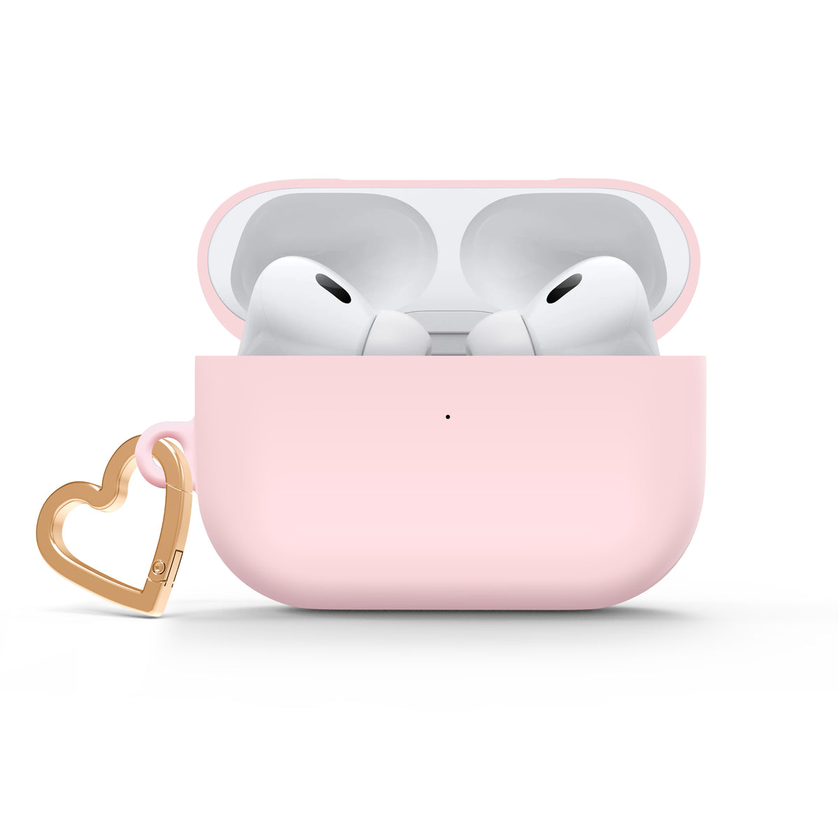 Pink AirPods case with gold-tone heart clip — view 2
