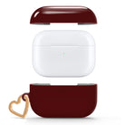 Dark Cherry AirPods case with gold-tone heart clip — view 4