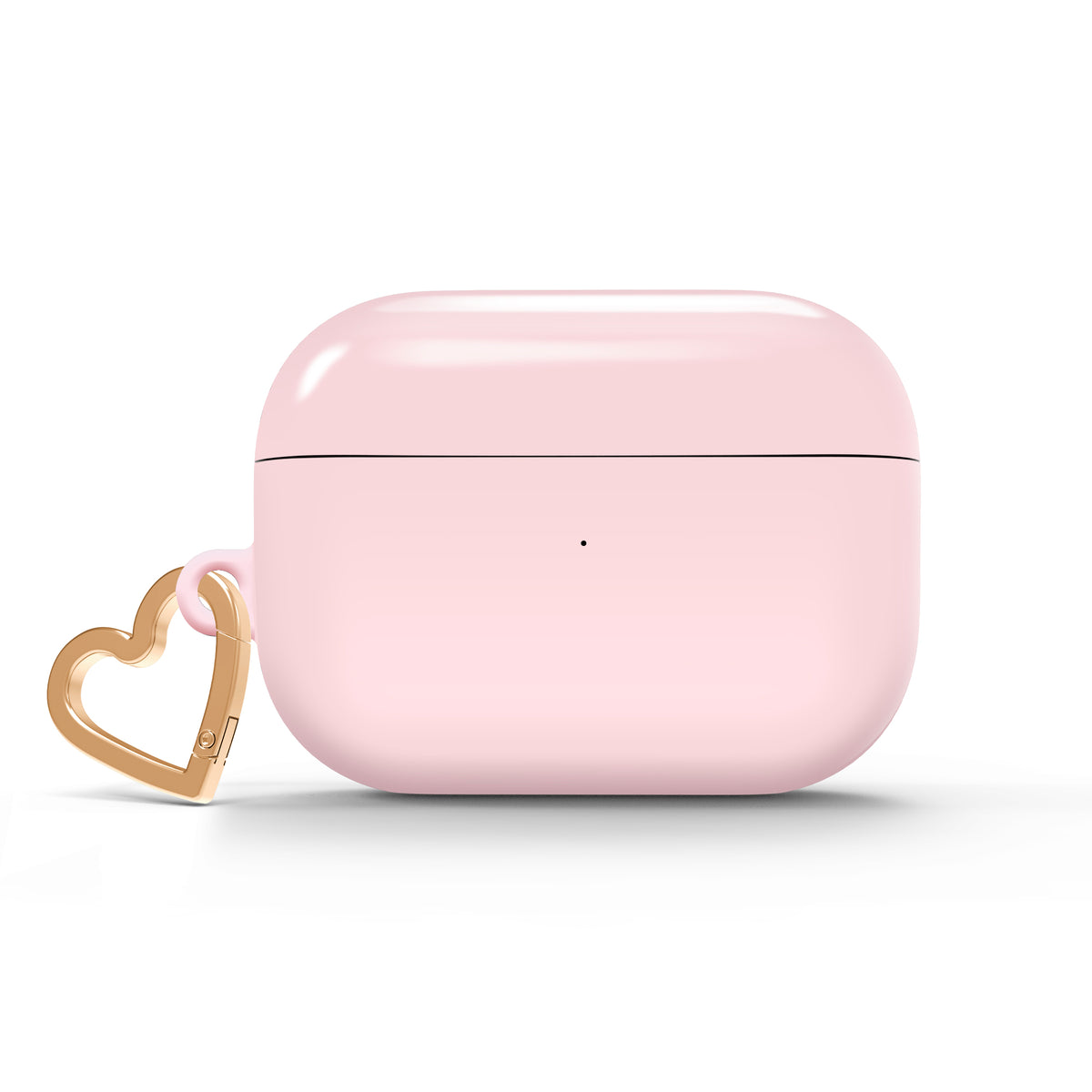 Pink AirPods case with gold-tone heart clip — view 1