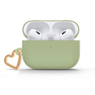 Sage Green AirPods case with gold-tone heart clip — view 2