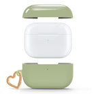 Sage Green AirPods case with gold-tone heart clip — view 4