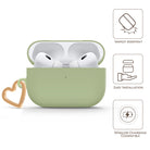 Sage Green AirPods case with gold-tone heart clip — view 5