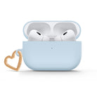 Sierra Blue AirPods case with gold-tone heart clip — view 2